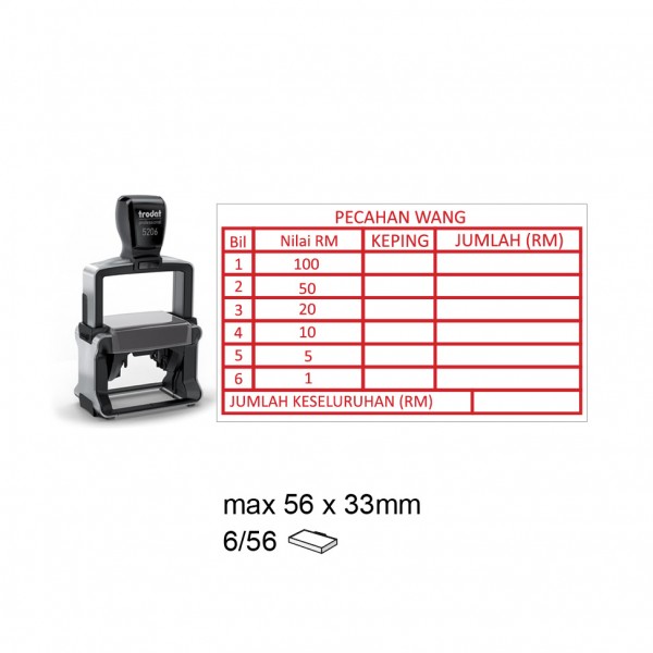Heavy Duty Self Inking Stamp 5206P4 , 56x33mm 